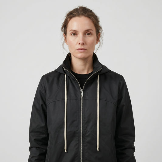 Minimalist Black Hooded Jacket