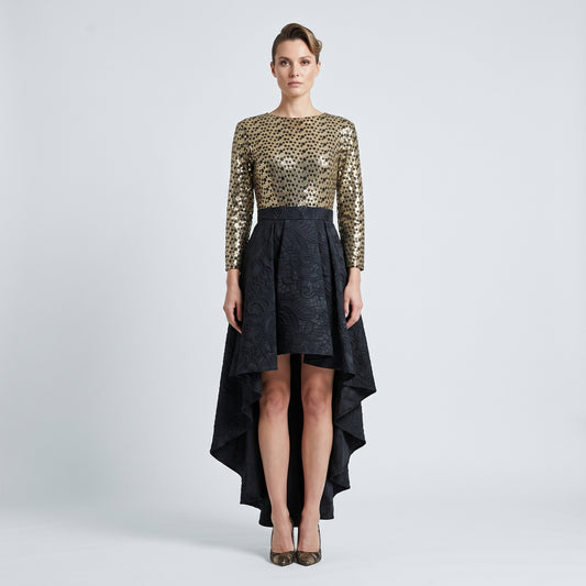 Sequin Bodice High-Low Dress