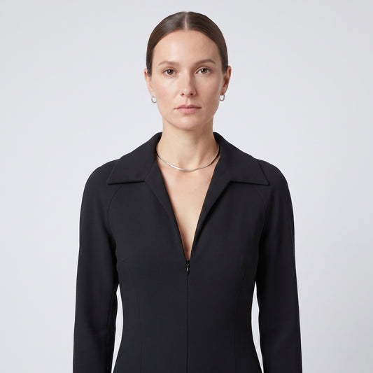 Tailored Black Collared Jumpsuit