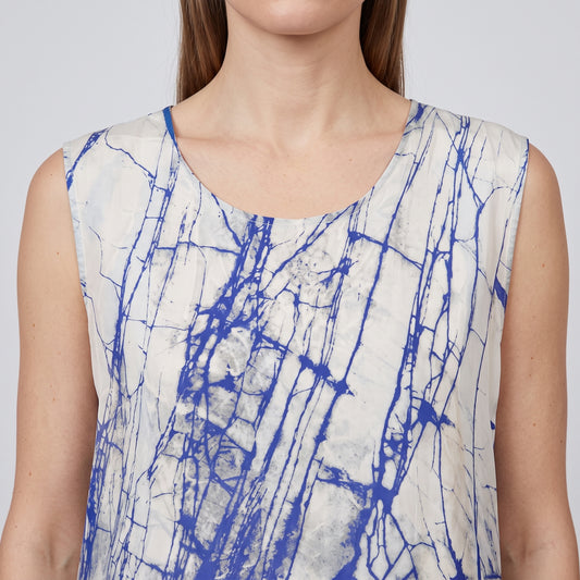 Marble Print Sleeveless Silk Top