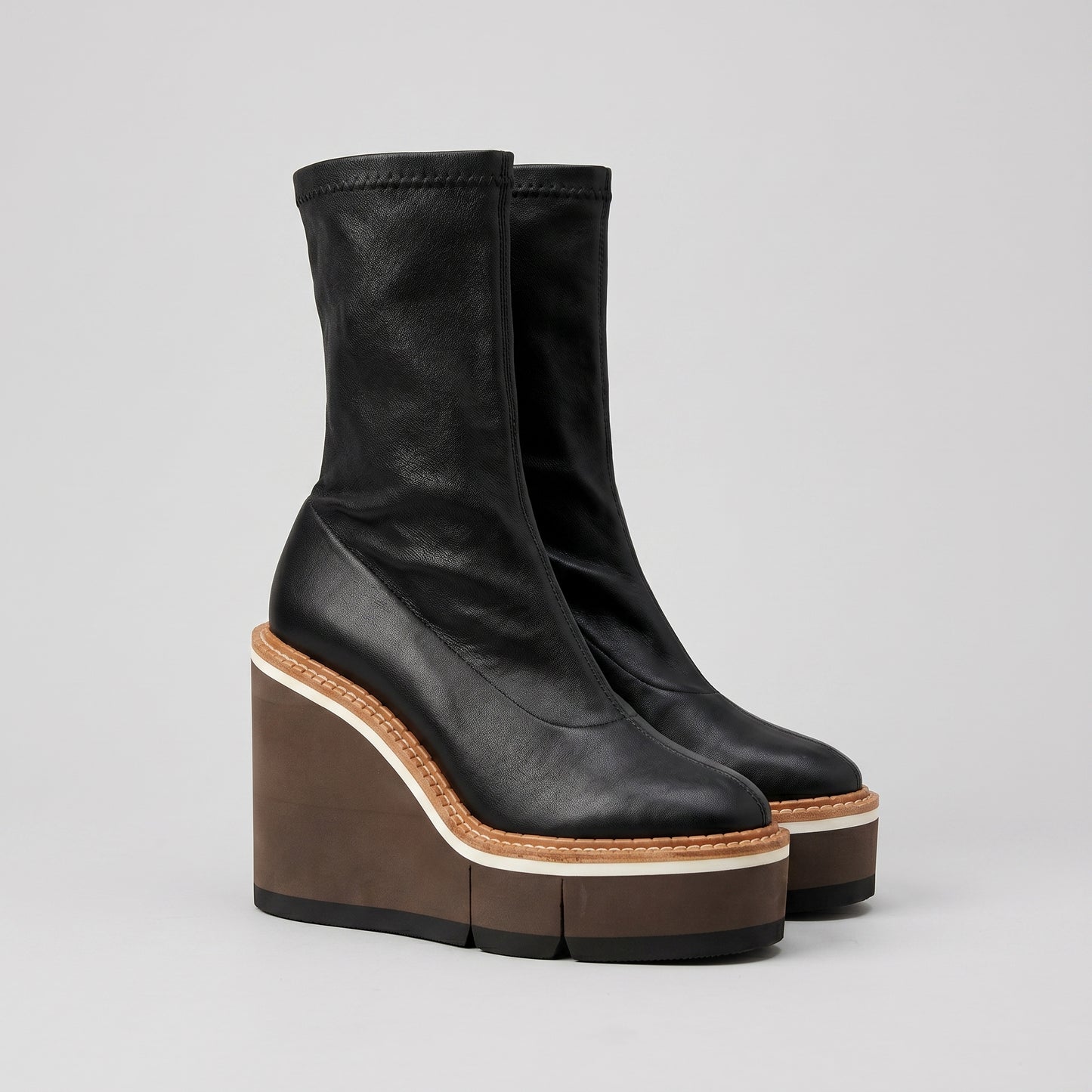 Sculptural Leather Platform Boots