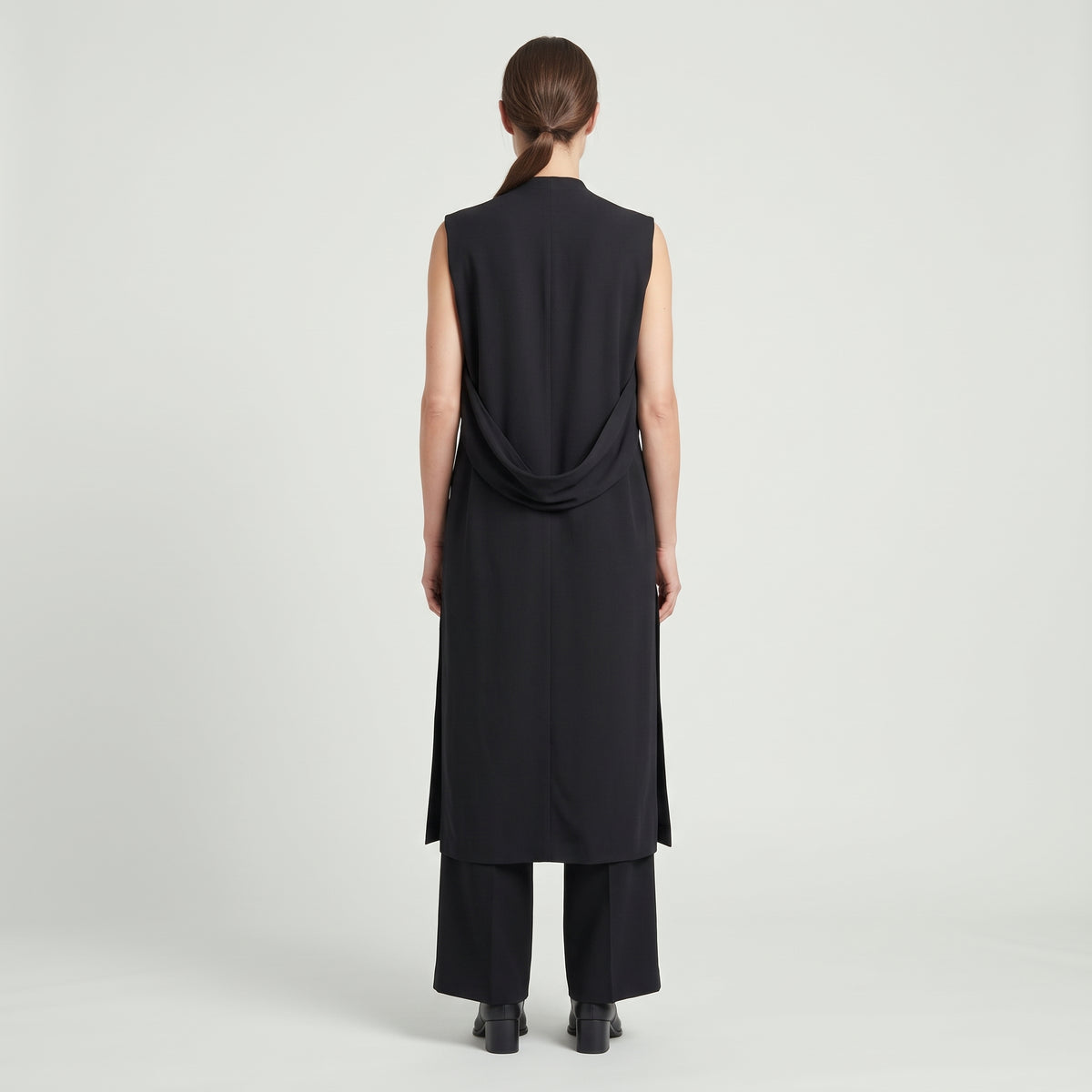 Tailored Double-Breasted Black Vest
