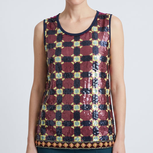 Sequin Geometric Sleeveless Top