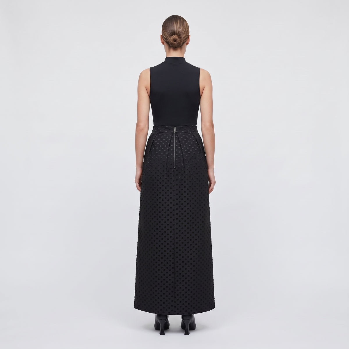 Textured Black Midi Skirt