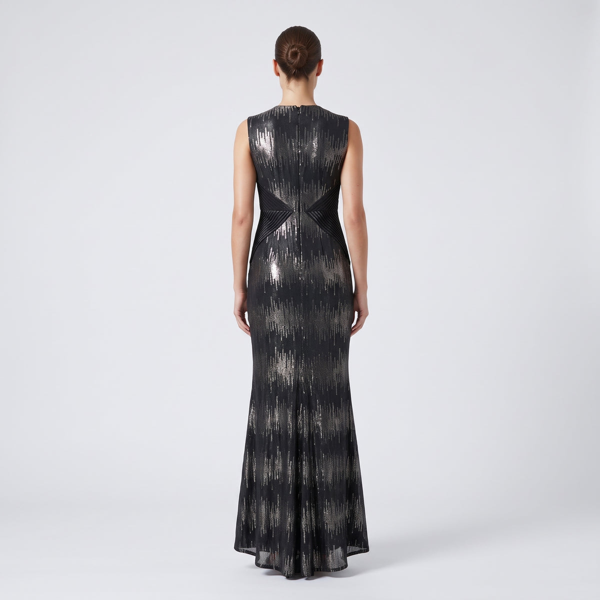 Metallic V-Neck Evening Gown