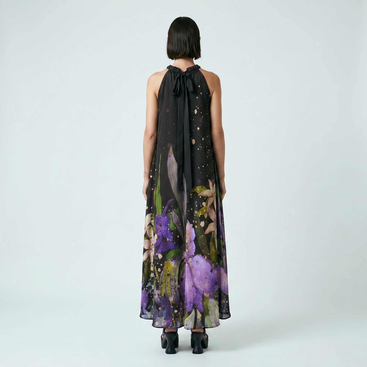 Halter Floral Print Maxi Dress