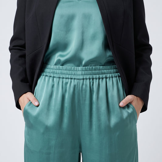 Elegant Satin Drawstring Trousers
