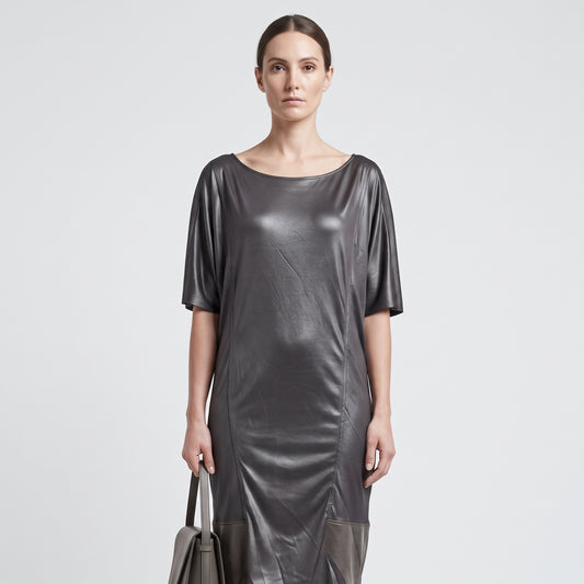 Structured Paneled Leather Tunic