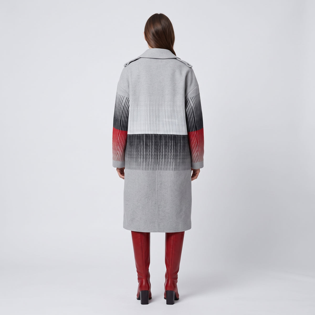 Colorblock Structured Wool Coat