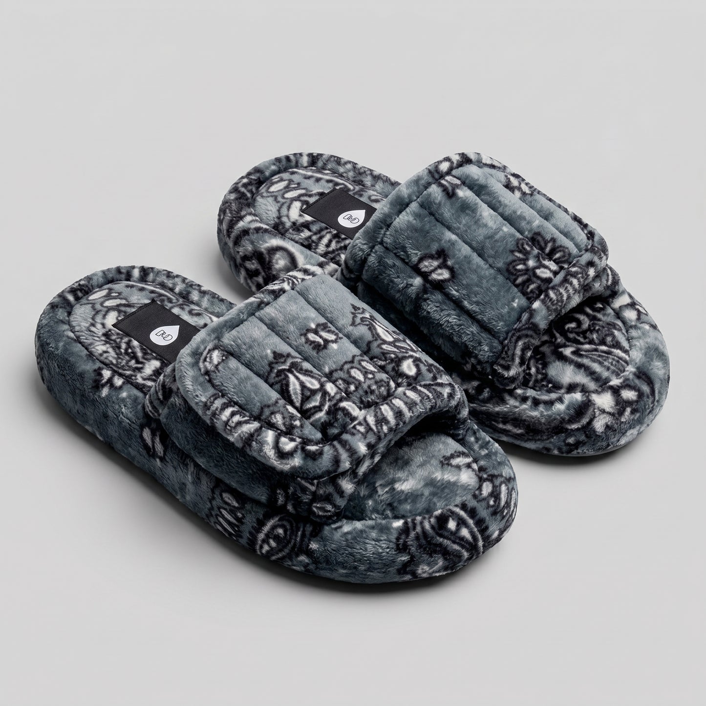 Plush Paisley Velcro Slippers
