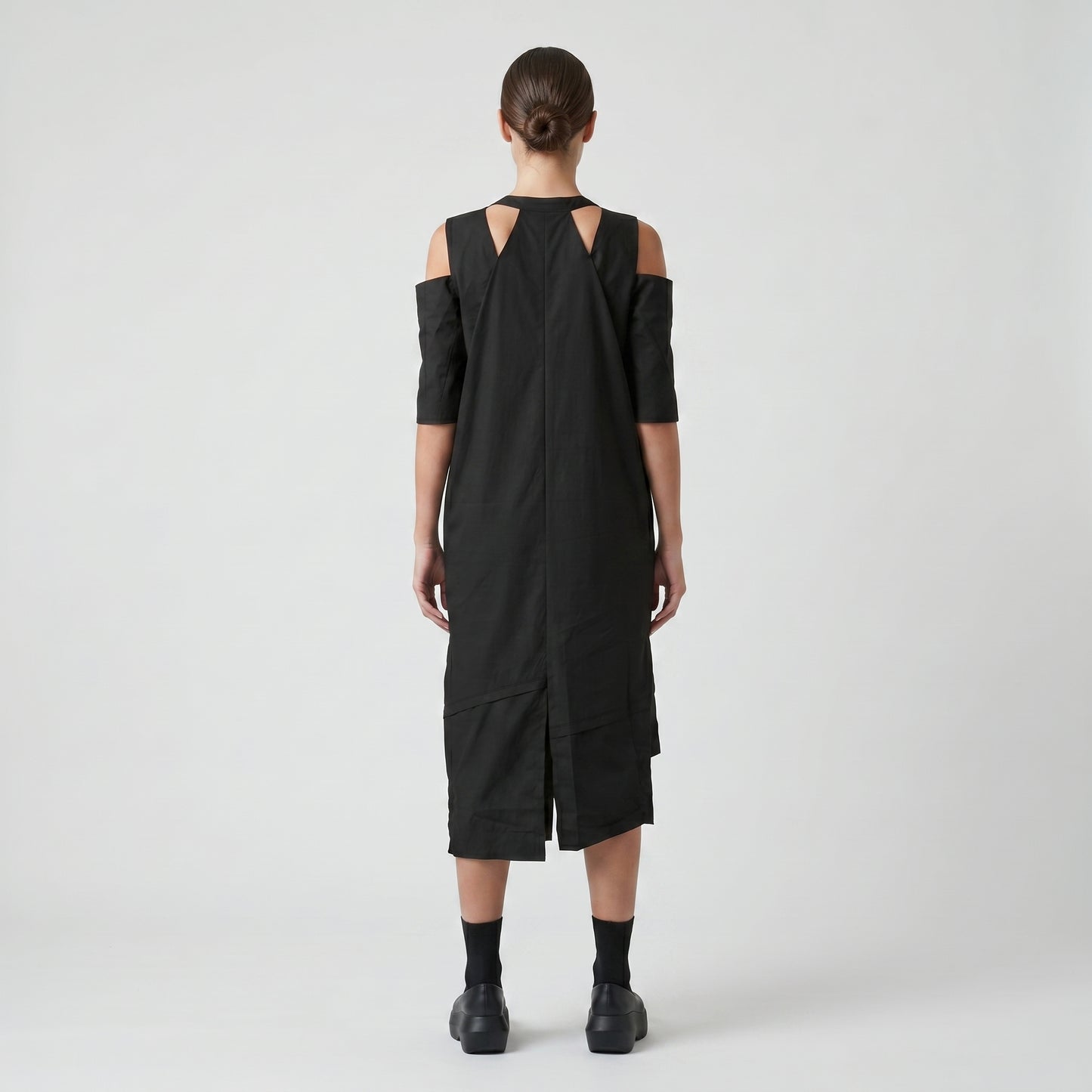 Asymmetric Cold Shoulder Midi Dress
