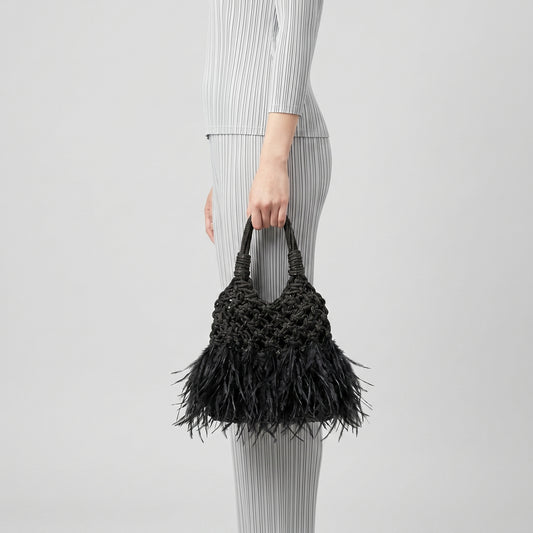 Mini Feather Woven Handbag