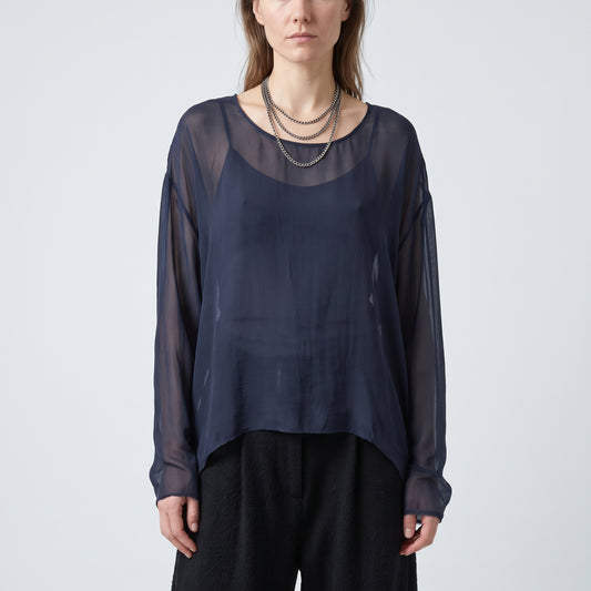 Sheer Navy Long Sleeve Top