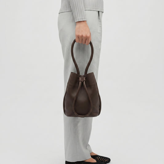 Leather Drawstring Bucket Bag