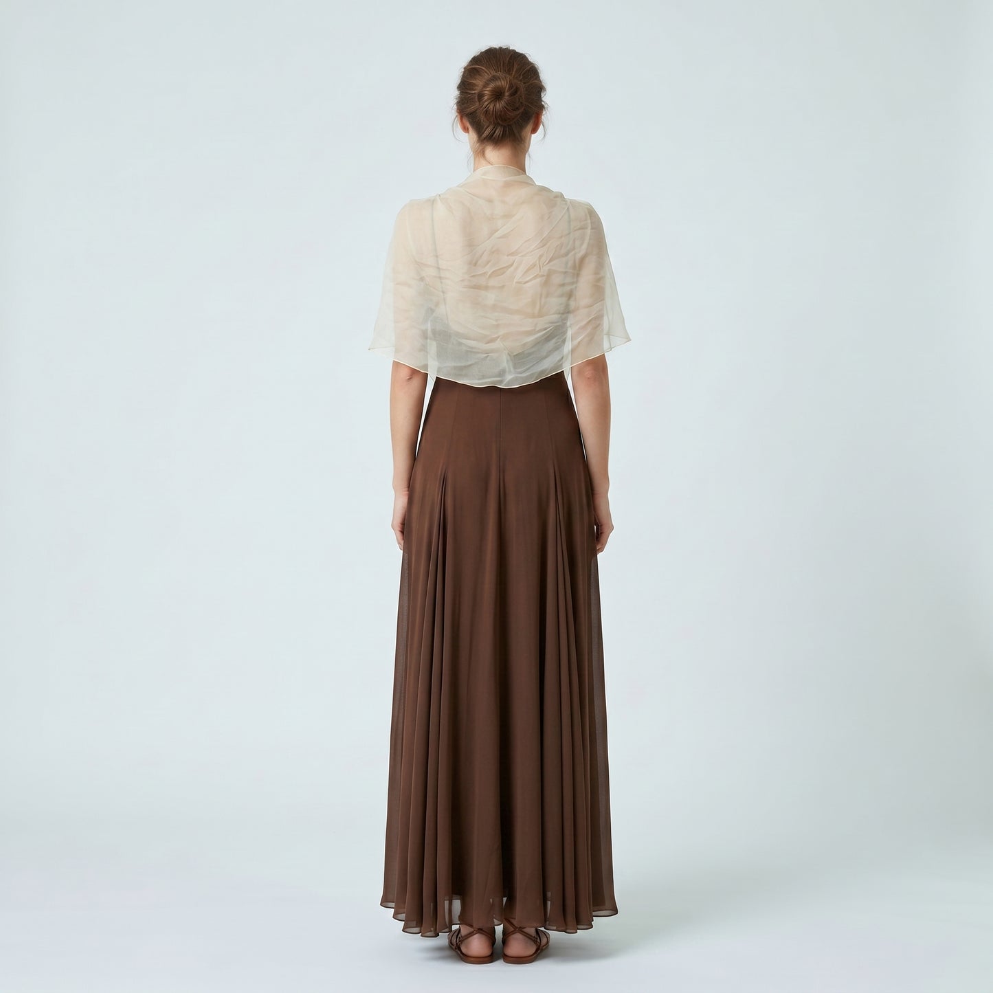 Sheer Silk Chiffon Draped Shrug