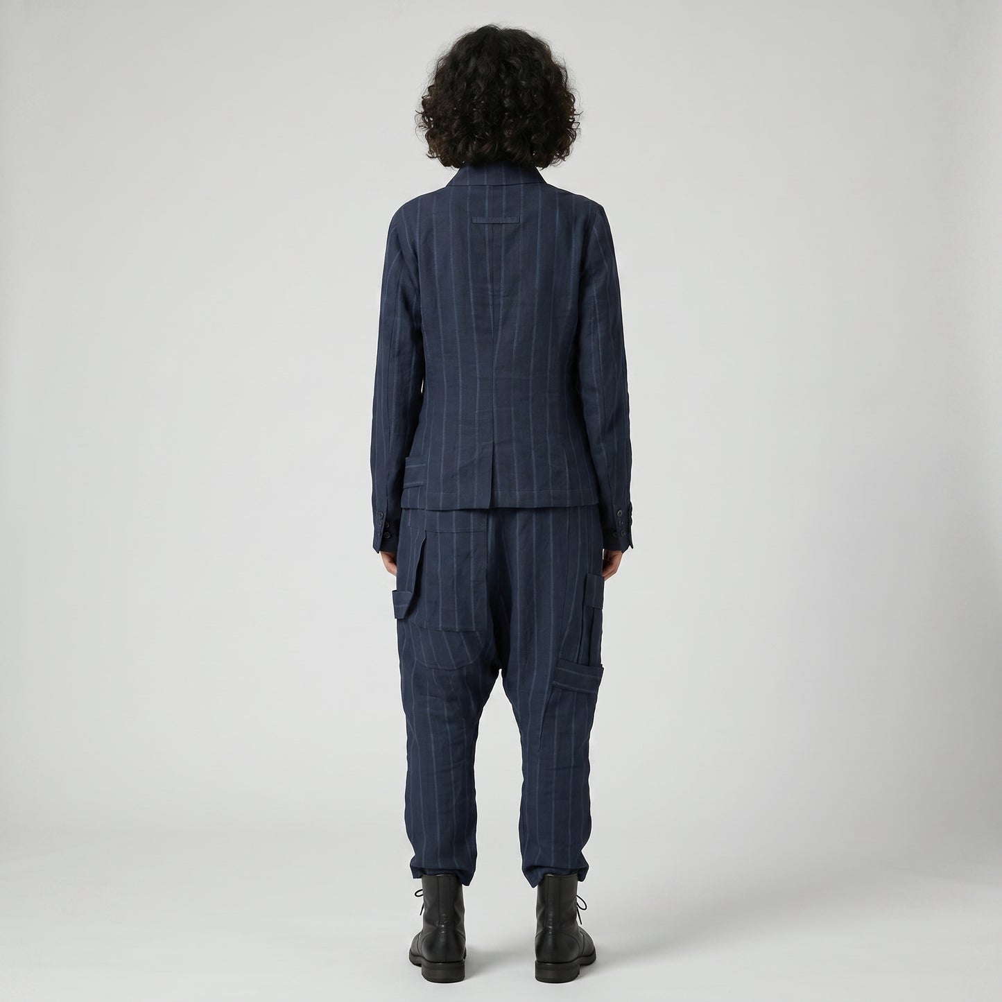 Pinstripe Structured Collar Jacket