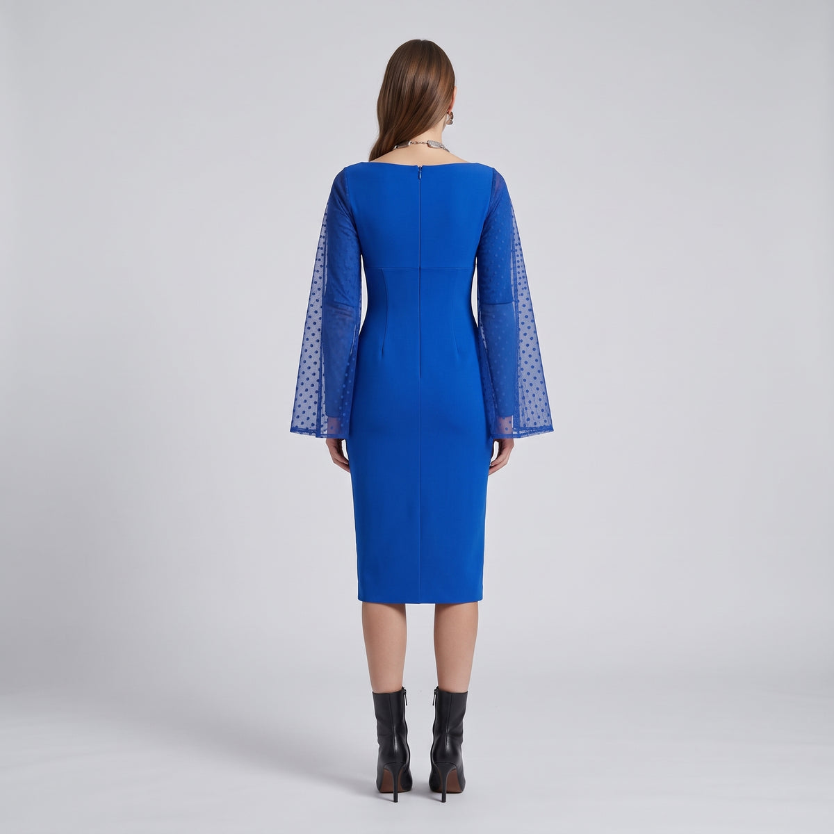 Cobalt Sheer Sleeve Scuba Dress