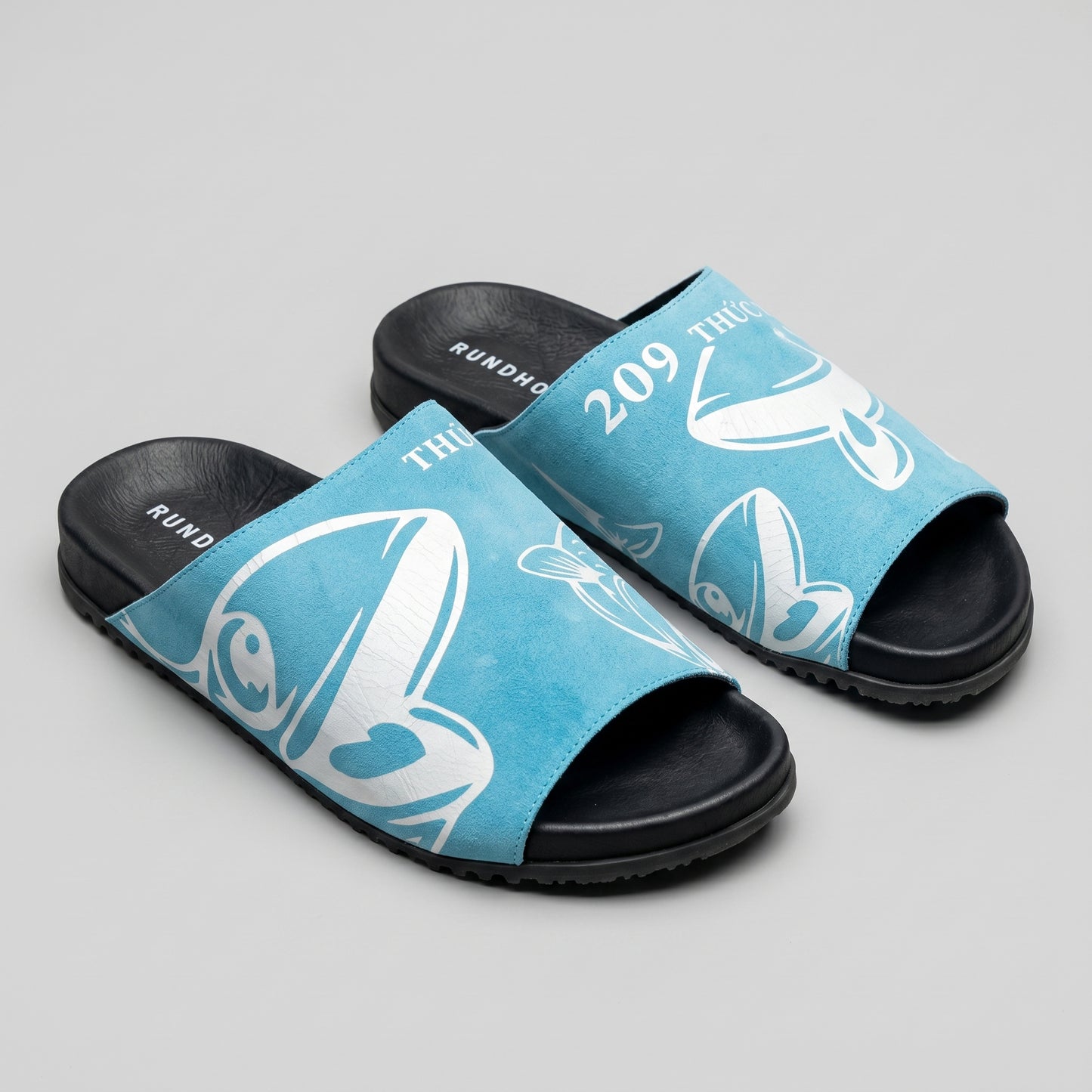Graphic Suede Slide Sandals