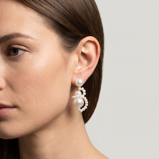 Sculptural Pearl Drop Earrings