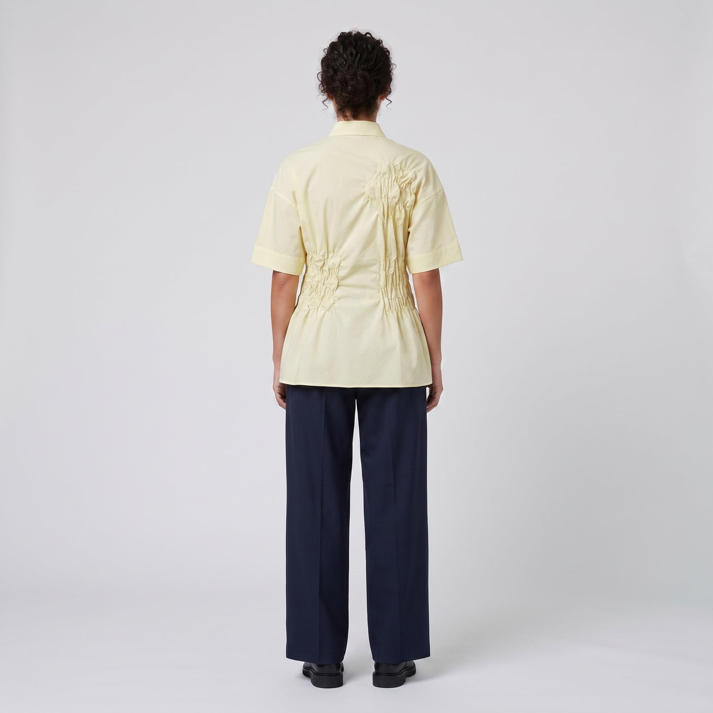 Ruched Waist Pastel Poplin Shirt