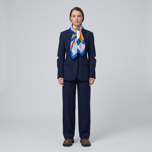 Geometric Pattern Silk Scarf