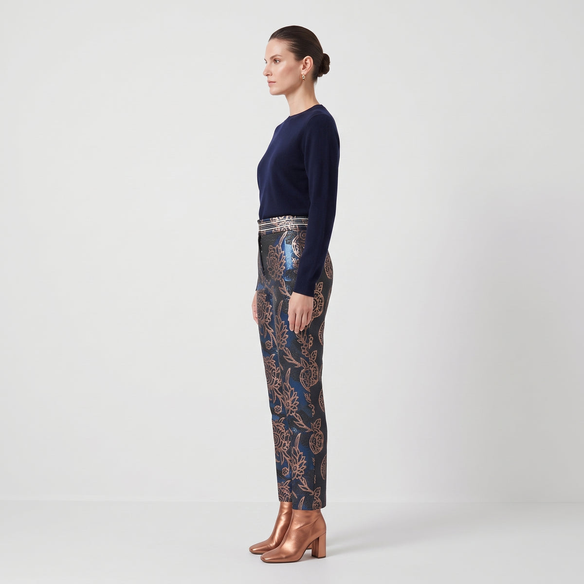 Floral Brocade Tailored Trousers