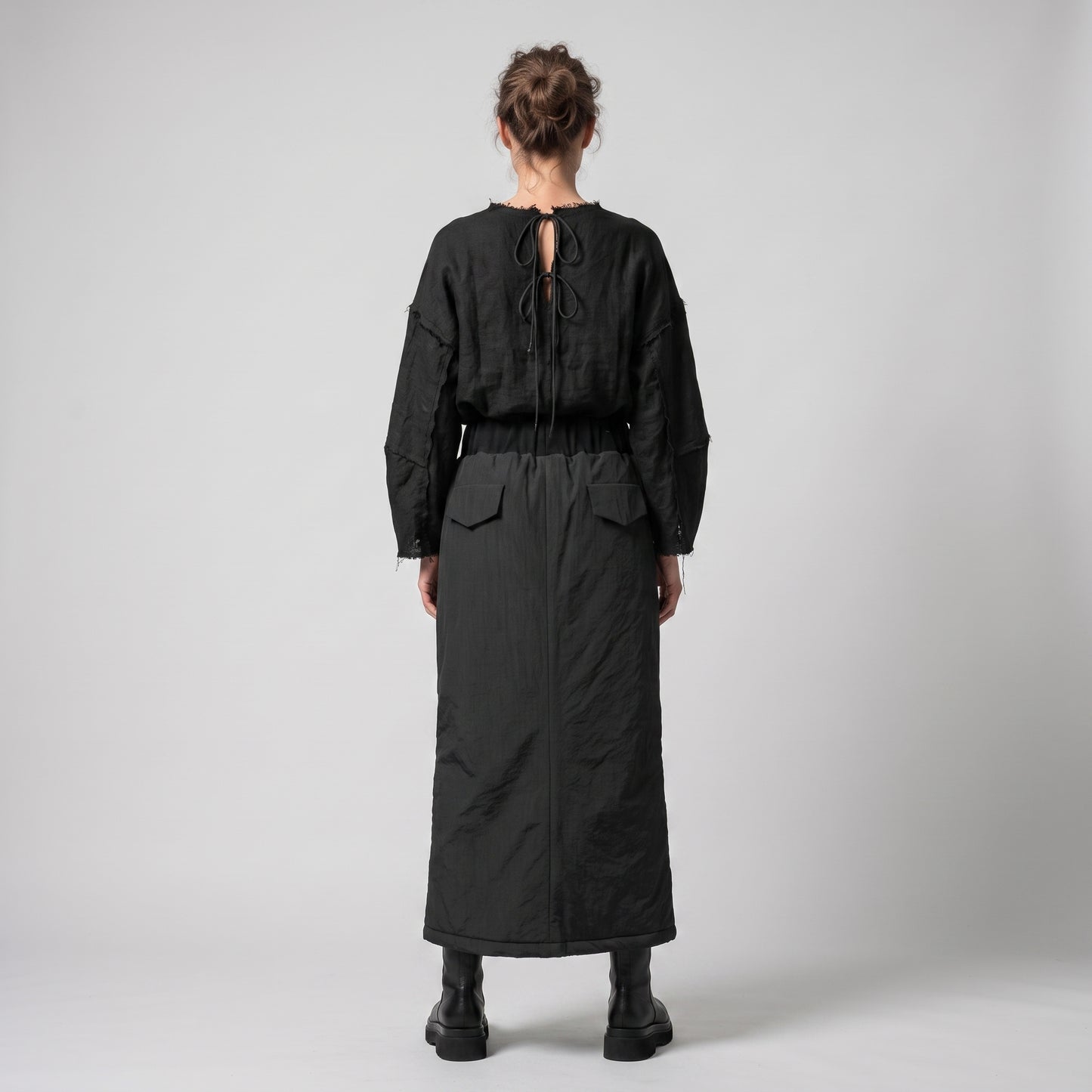 Modern Quilted Wrap Midi Skirt