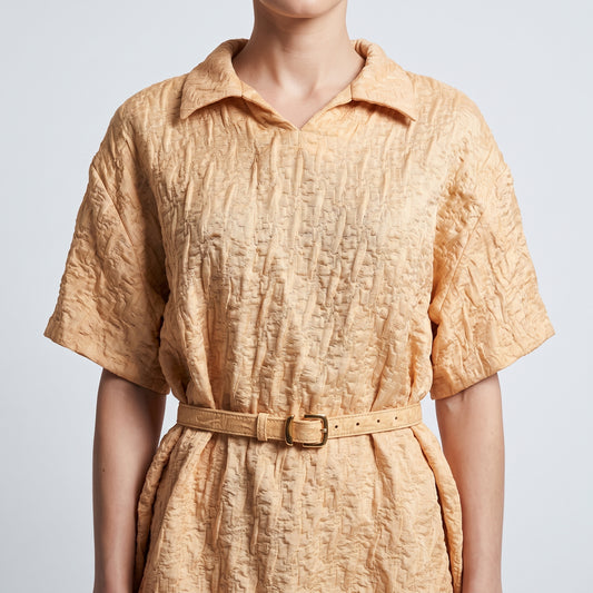 Textured Belted Mini Dress