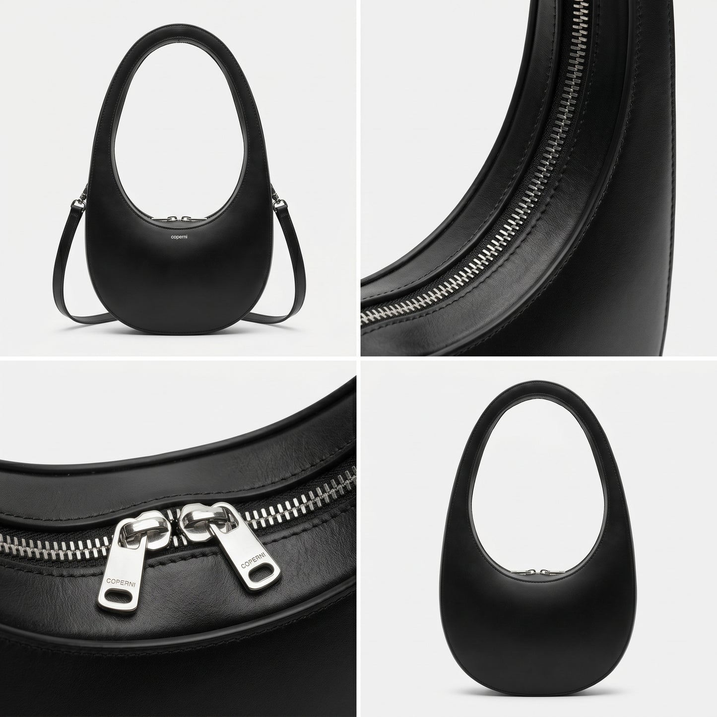 Architectural Leather Moon Bag