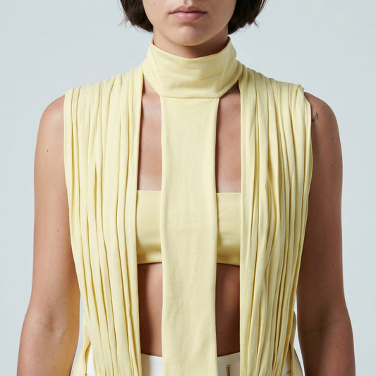 Pleated High Neck Sleeveless Top