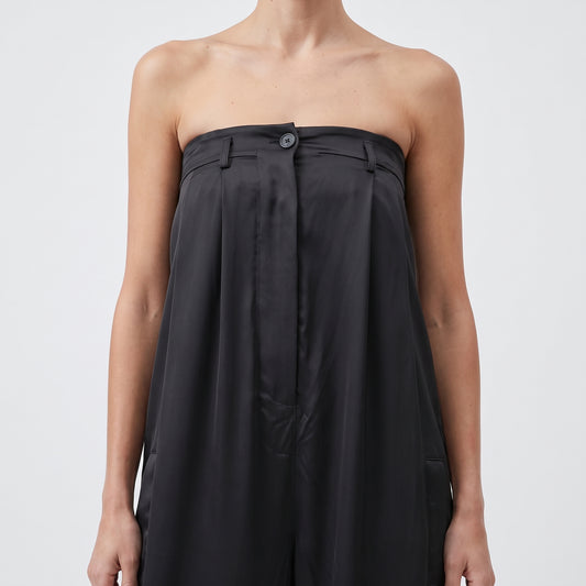 High-Waisted Satin Wide-Leg Trousers