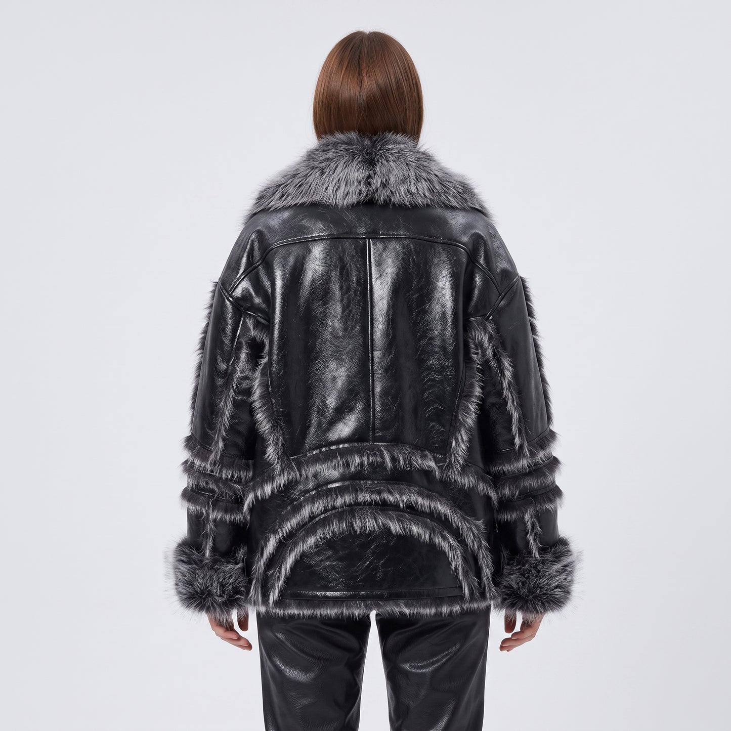 Faux Fur Trimmed Leather Jacket