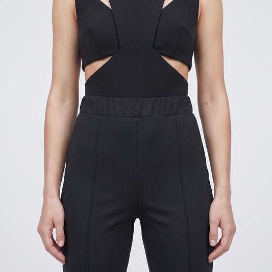 Black Zip Hem Flare Trousers