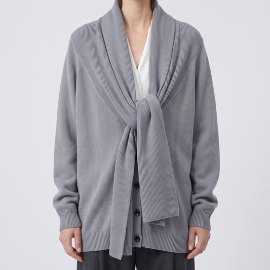 Grey Shawl Collar Cardigan