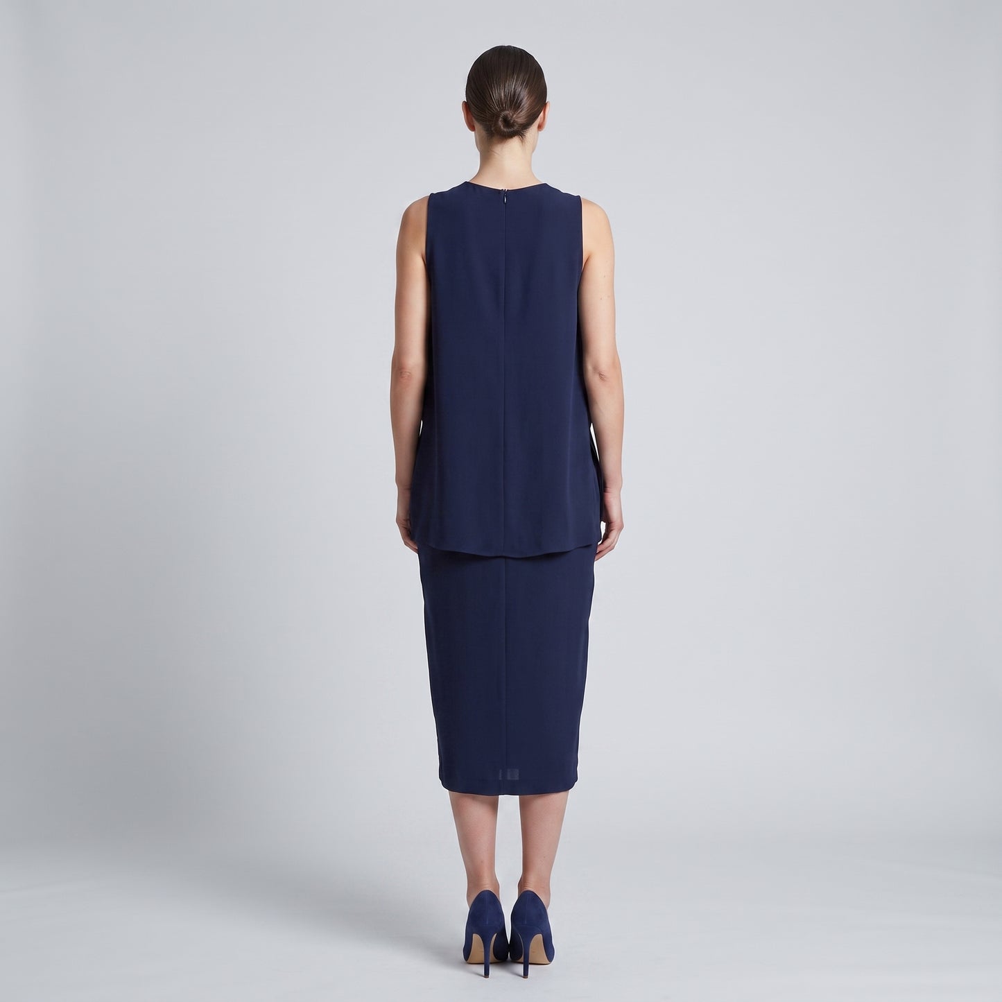 Architectural Navy Shift Dress