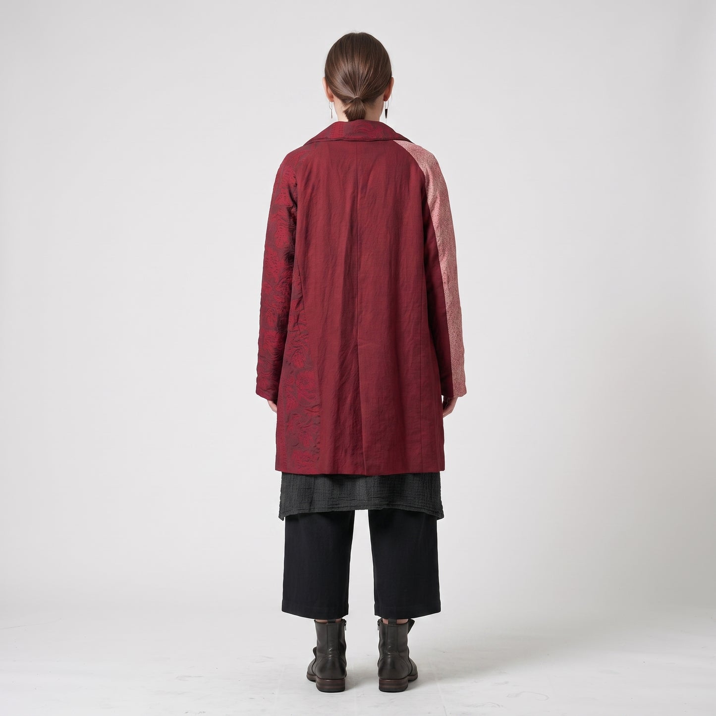 Burgundy Jacquard Tailored Jacket
