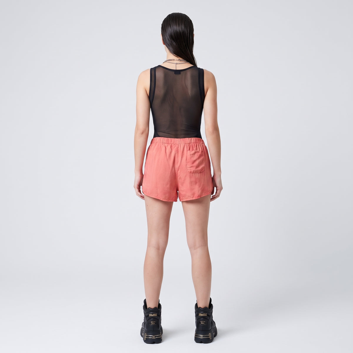 Coral Linen Blend Wrap Shorts
