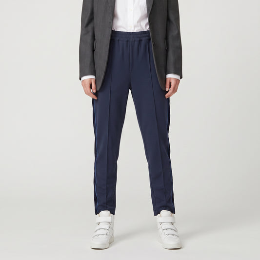 Navy Velvet Trim Jogger Trousers