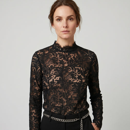 Elegant Lace Mock Neck Top