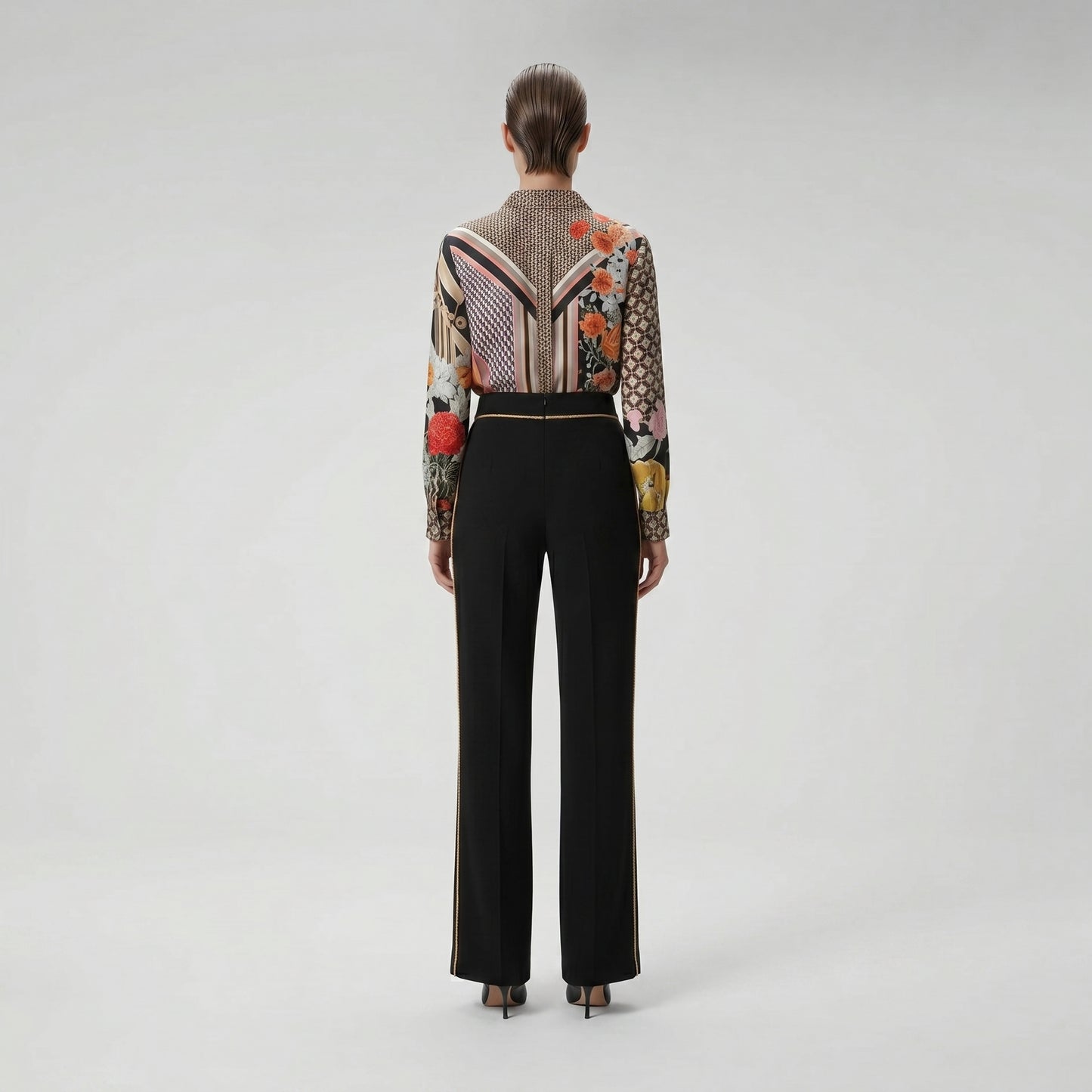 Piped High-Rise Trousers