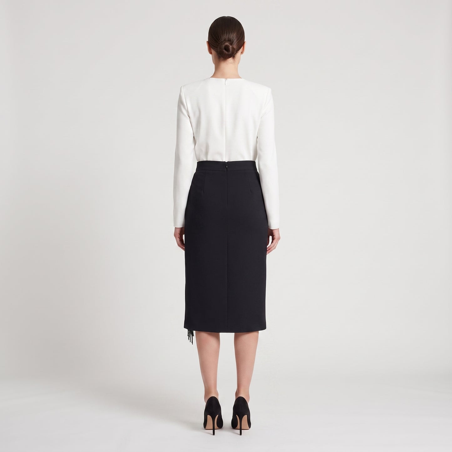 Beaded Fringe Pencil Skirt