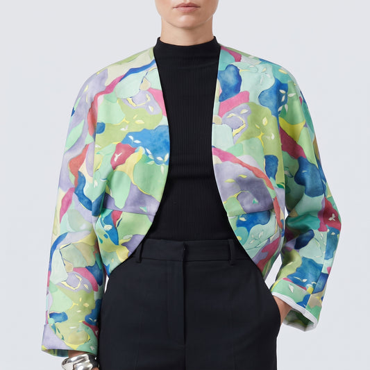 Abstract Print Cropped Jacket