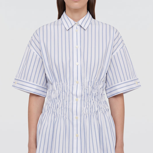 Ruched Waist Striped Shirt