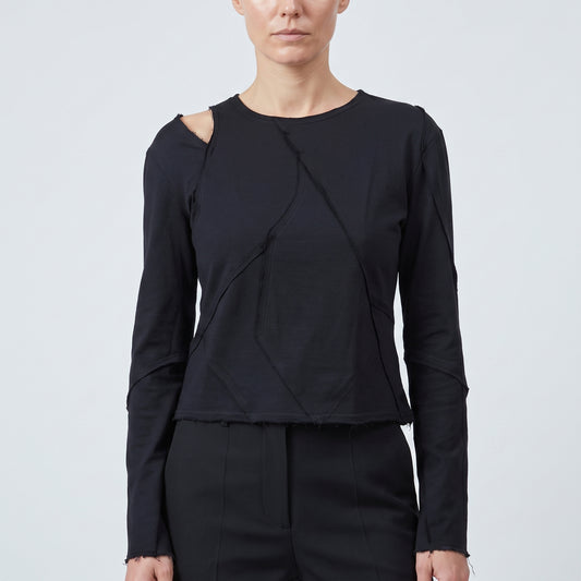 Asymmetric Cutout Long Sleeve Top