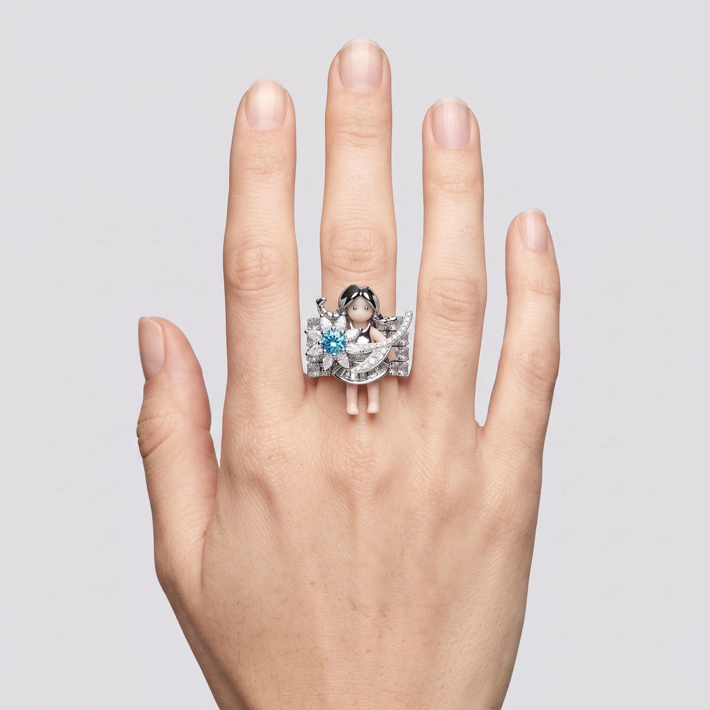 Whimsical Figural Diamond Statement Ring