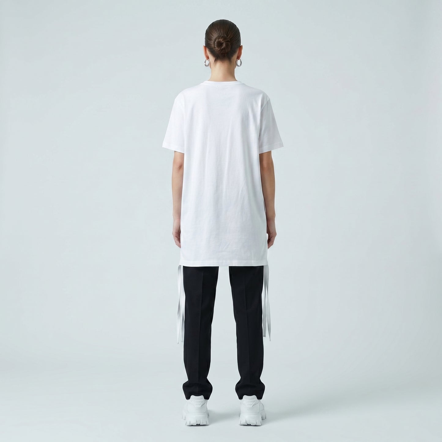 Minimalist White Side Tie T-Shirt