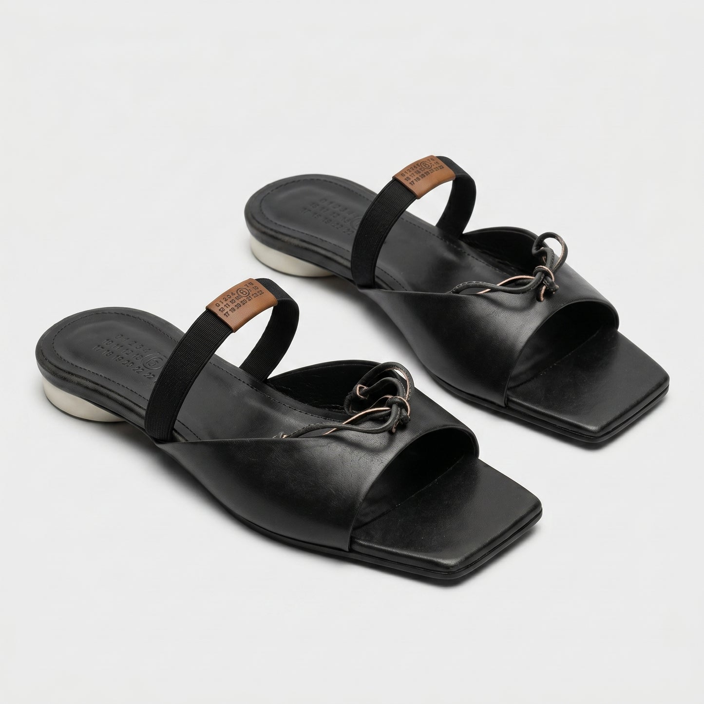 Square Toe Leather Slingback Sandals