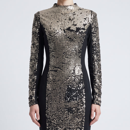 Sequined Long Sleeve Mini Dress