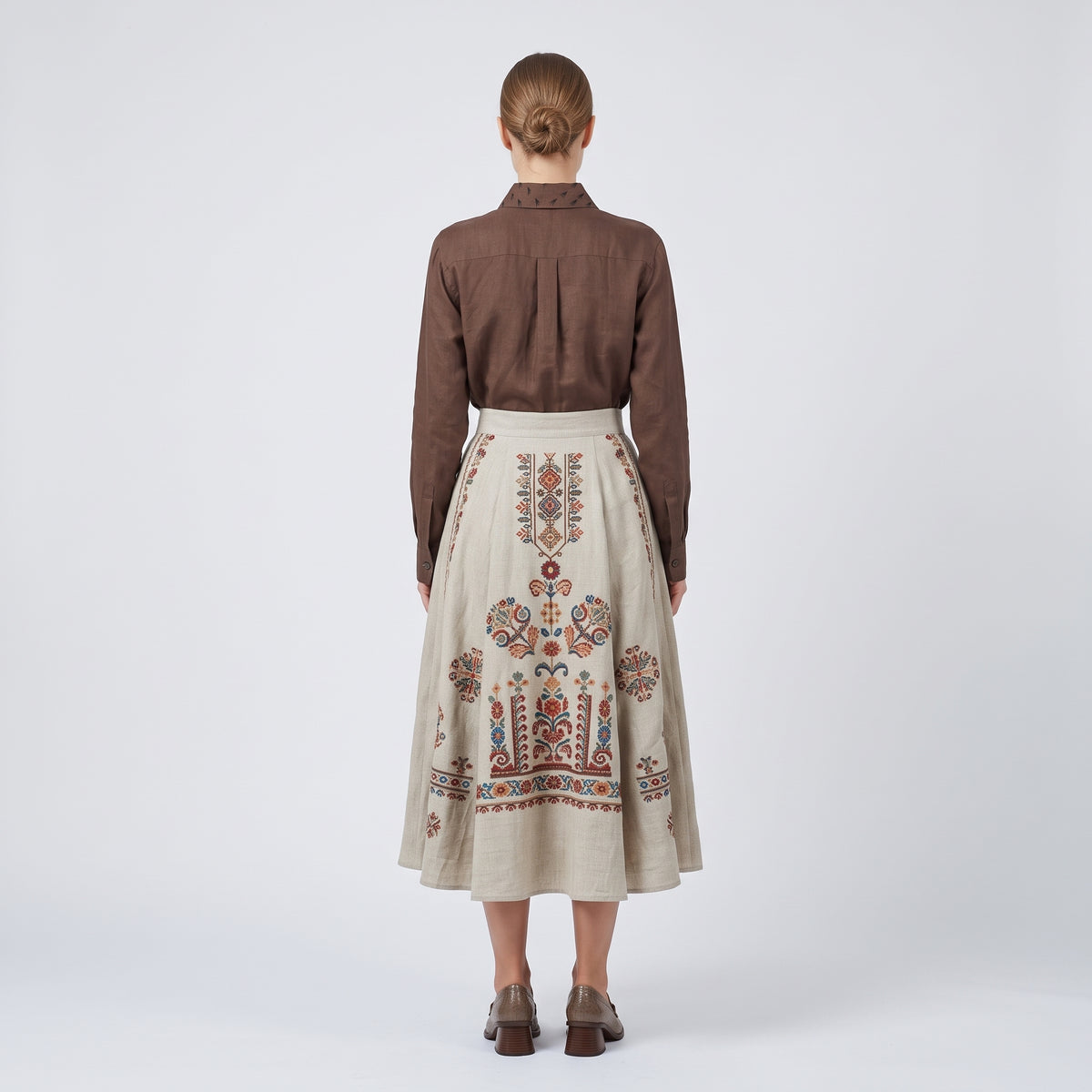 Classic Brown Linen Button-Down Shirt
