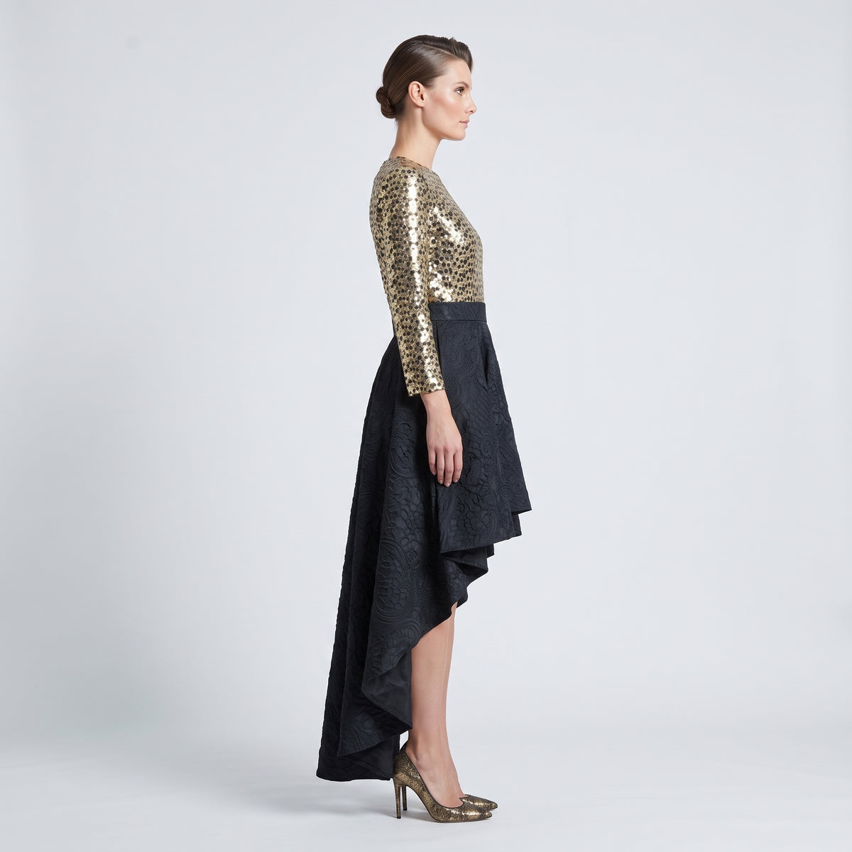Sequin Bodice High-Low Dress